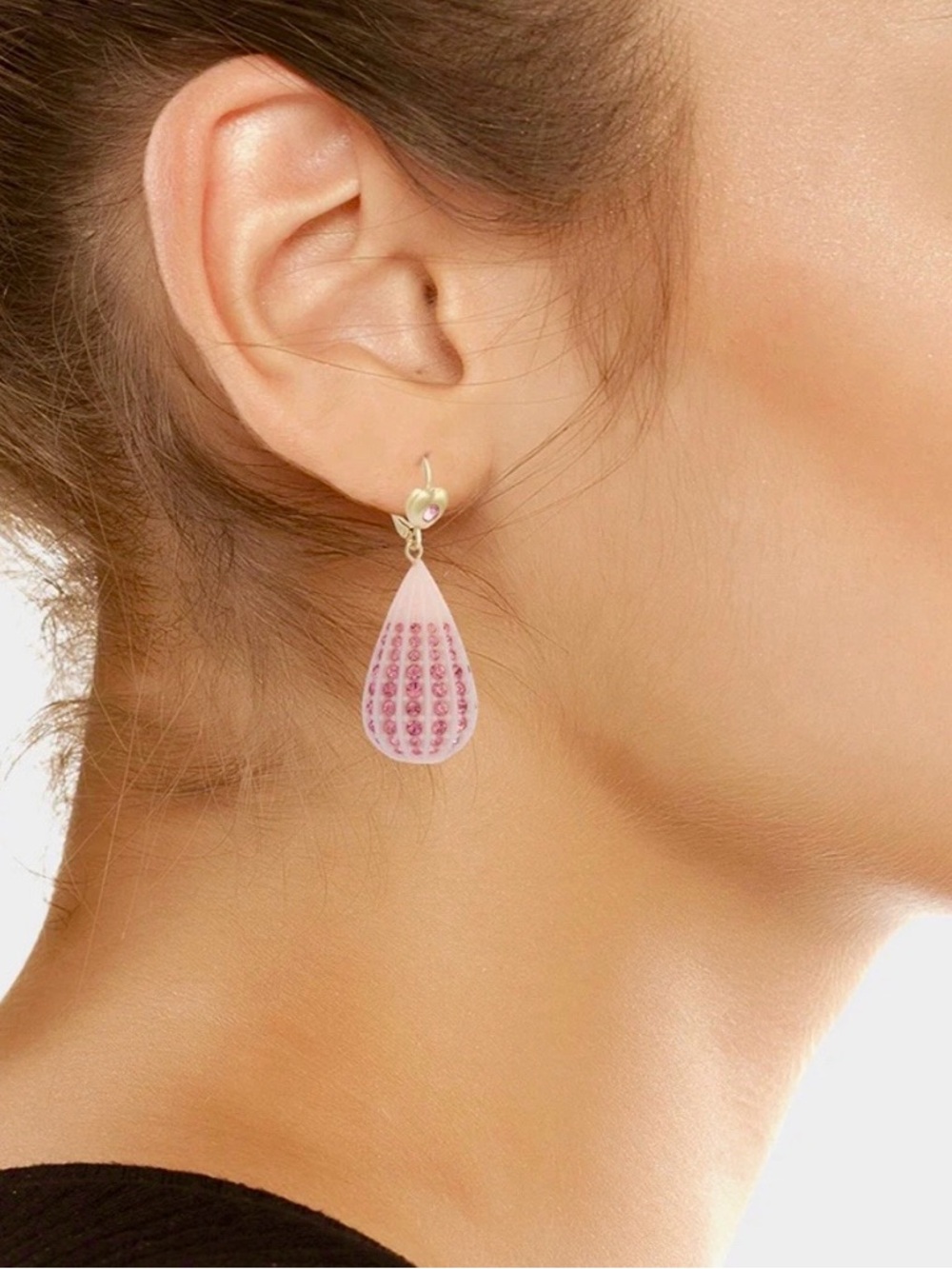 Betsey Johnson Crystal Tear Lever Earrings Pink NWT